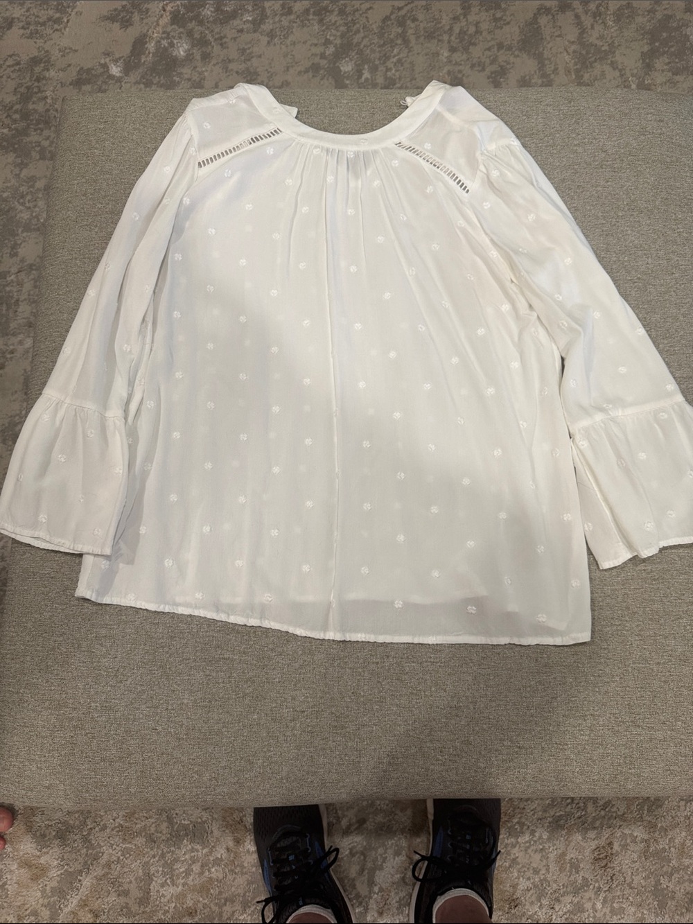 LOFT White Embroidered Peasant Blouse